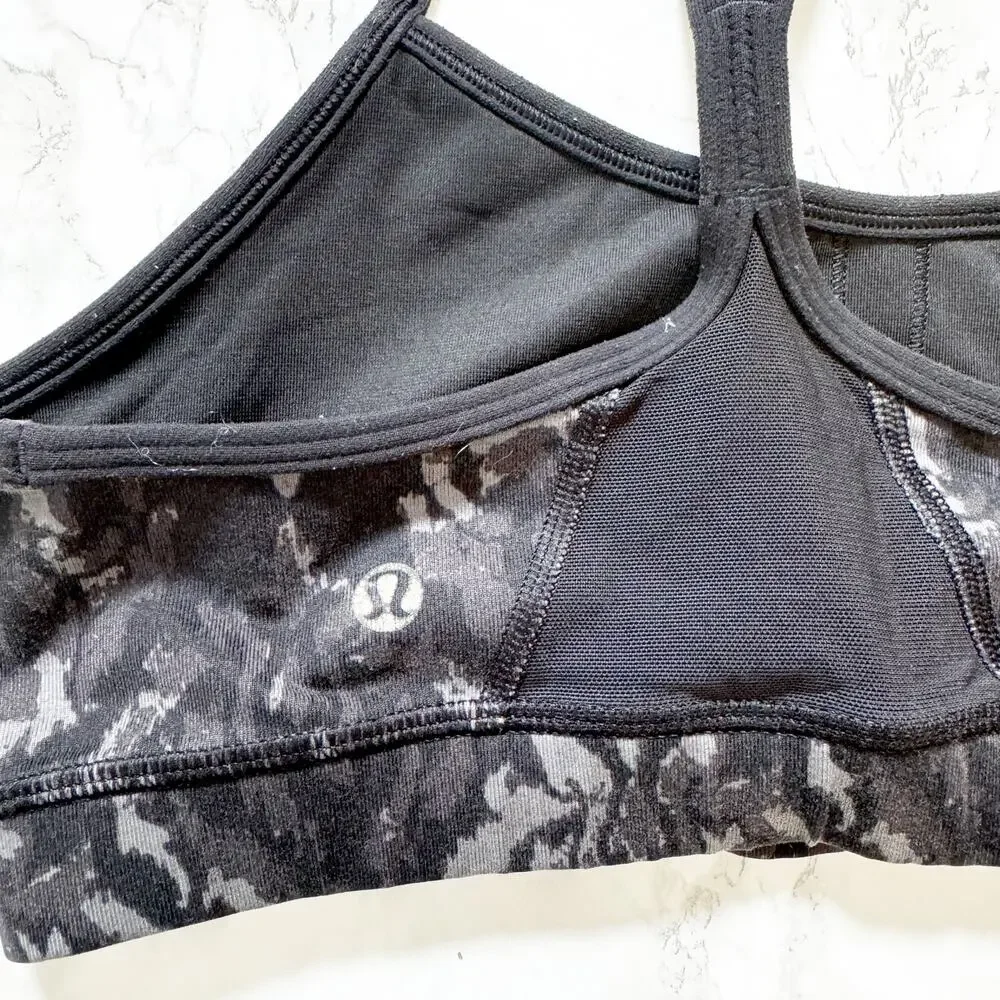 LULULEMON Flow Y Sports Bra Beautiful Baroque Black 6